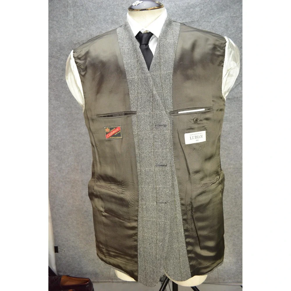 Lubiam 1911 Cashmere Mens 44L Blazer Gray Check Wool Italy Sport Coat Luxury LBM